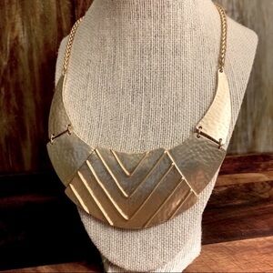 Chico's Geometric Matte Gold Zeni Bib Statement Necklace
